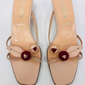 Prada Pink and Red Kitten Heel Sandal
